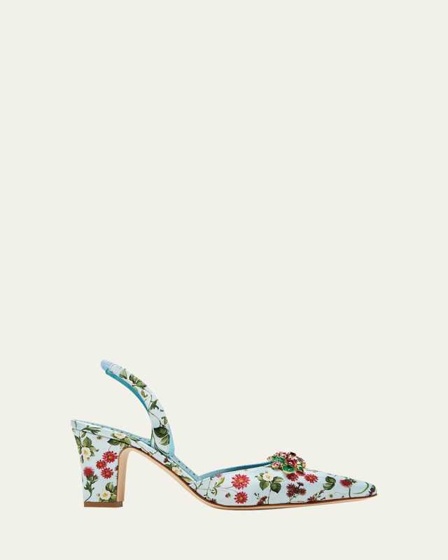 Malak Floral Crystal Halter Pumps